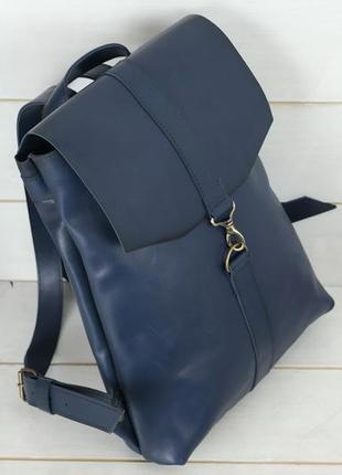 Женский кожаный рюкзак монако, натуральная кожа итальянский краст цвет синий4 фото