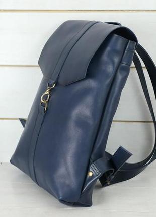 Женский кожаный рюкзак монако, натуральная кожа итальянский краст цвет синий3 фото