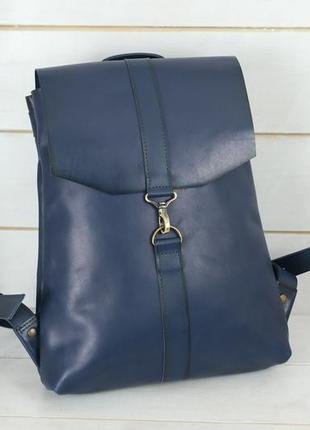 Женский кожаный рюкзак монако, натуральная кожа итальянский краст цвет синий2 фото