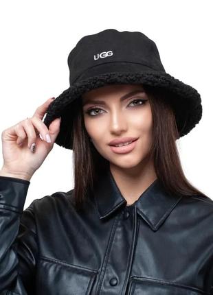 Панама женская теплая ugg двухсторонняя  черный5 фото