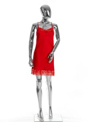 Нічна сорочка жіноча пеньюар шовковий з мереживом ночнушка julia червоний