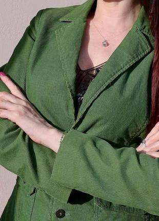 Пиджак жакет 100% хлопок зелён 38 размер вельвет куртка трикотаж h&m5 фото