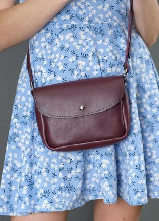 Женская кожаная сумка мия, натуральная кожа итальянский краст, цвет бордо