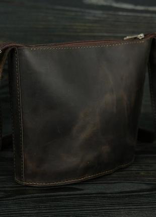 Жіноча шкіряна сумка елліс хл, натуральна вінтажна шкіра, колір коричневий, відтінок шоколад2 фото