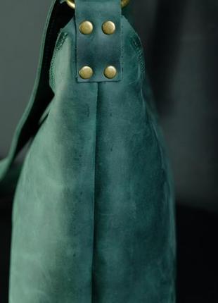 Женская кожаная сумка луна, натуральная винтажная кожа, цвет зеленый4 фото