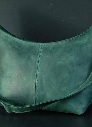 Жіноча шкіряна сумка місяць, натуральна вінтажна шкіра, колір зелений1 фото