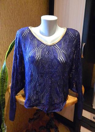 Нова, оригінальна, ажурна кофта-розлітайка з люрексом