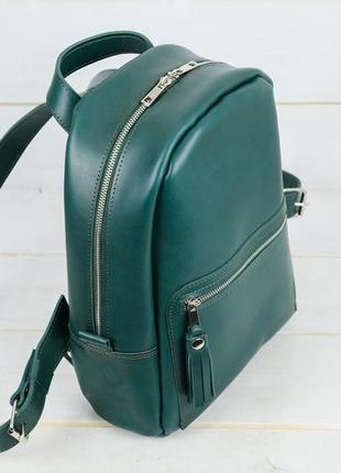 Жіночий шкіряний рюкзак лімбо, розмір великий, натуральна шкіра італійський краст, колір зелений2 фото