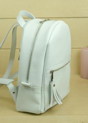 Жіночий шкіряний рюкзак лімбо, розмір середній, натуральна гладка шкіра колір білий2 фото