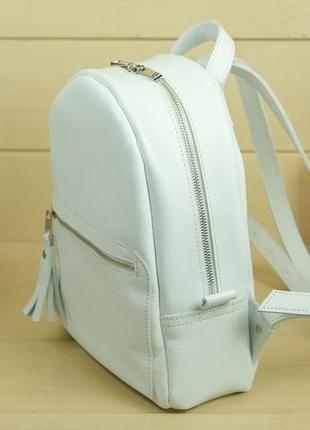 Жіночий шкіряний рюкзак лімбо, розмір середній, натуральна гладка шкіра колір білий3 фото