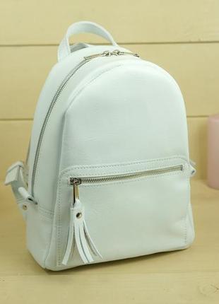 Жіночий шкіряний рюкзак лімбо, розмір середній, натуральна гладка шкіра колір білий1 фото