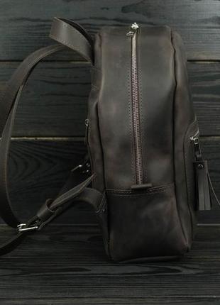 Женский кожаный рюкзак лимбо, размер большой, натуральная винтажная кожа цвет коричневый, оттенок шоколад4 фото
