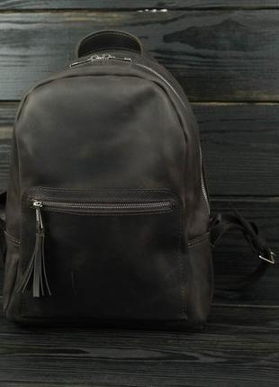 Женский кожаный рюкзак лимбо, размер большой, натуральная винтажная кожа цвет коричневый, оттенок шоколад2 фото