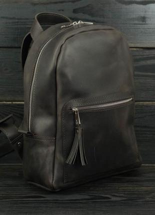 Женский кожаный рюкзак лимбо, размер большой, натуральная винтажная кожа цвет коричневый, оттенок шоколад3 фото