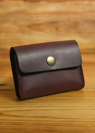 Шкіряна визитница, натуральна шкіра італійський, краст колір бордо
