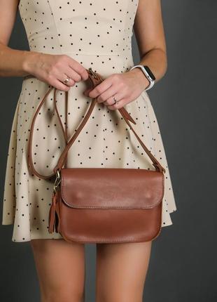 Жіноча шкіряна сумка берті, натуральна шкіра італійський краст, колір коричневий