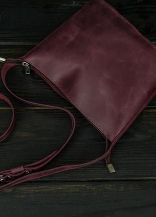Жіноча шкіряна сумка елліс хл, натуральна вінтажна шкіра, колір бордо5 фото