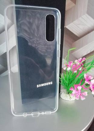 Силиконовый чехол для samsung a70 прозрачный2 фото