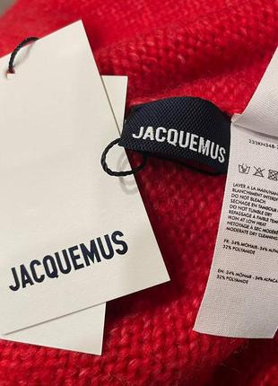 Свитер jacquemus красный молочный женский с надписью3 фото