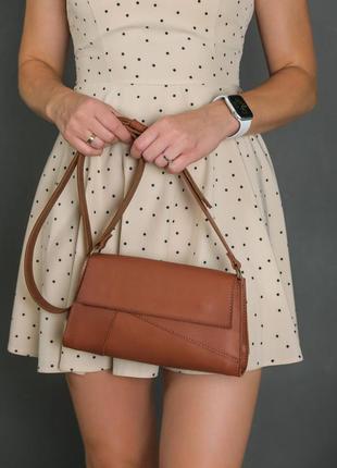 Женская кожаная сумка френки вечерняя, натуральная кожа итальянский краст, цвет коричневый