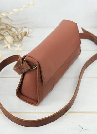 Жіноча шкіряна сумка френкі вечірня, натуральна шкіра італійський краст, колір коричневий3 фото