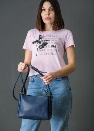 Женская кожаная сумка надежда, натуральная кожа итальянский краст, цвет синий2 фото