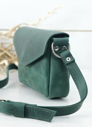 Жіноча шкіряна сумка лілу, натуральна вінтажна шкіра, колір зелений4 фото
