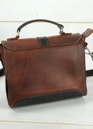 Женская кожаная сумка марта, натуральная кожа итальянский краст, цвет коричневий, оттенок вишня5 фото