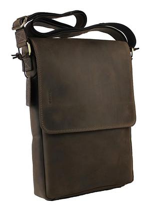 Сумка під a4 для документів чоловіча вертикальна шкіряна планшет diplomat (темно-коричнева)