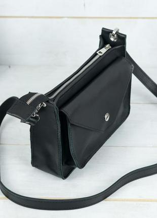 Женская кожаная сумка уголок, натуральная кожа итальянский краст, цвет черный3 фото