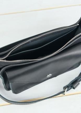 Женская кожаная сумка уголок, натуральная кожа итальянский краст, цвет черный6 фото