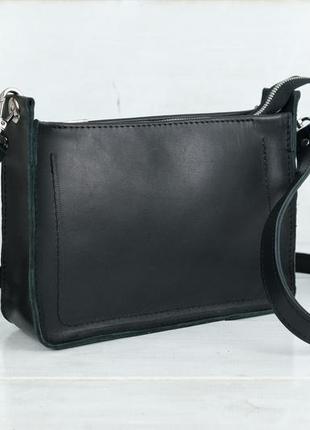 Женская кожаная сумка уголок, натуральная кожа итальянский краст, цвет черный5 фото