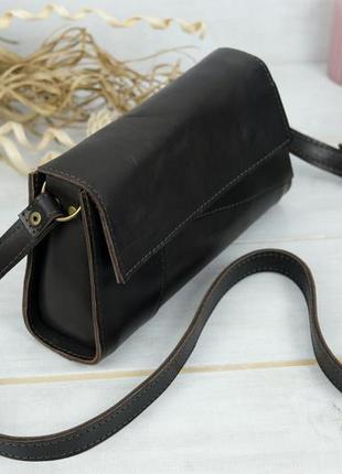 Женская кожаная сумка френки вечерняя, натуральная кожа итальянский краст, цвет коричневый оттенок кофе3 фото