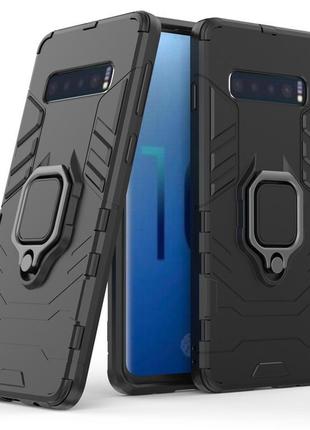 Чехол ring case для samsung galaxy s10 plus (g975) бронированный бампер с кольцом черный1 фото