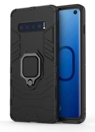 Чехол ring case для samsung galaxy s10 plus (g975) бронированный бампер с кольцом черный2 фото