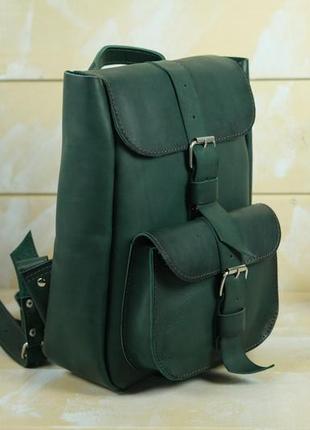 Жіночий шкіряний рюкзак джун, натуральна шкіра італійський краст колір зелений2 фото