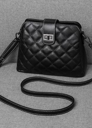Хит! стильная оригинальная женская сумка натуральная кожа черная1 фото