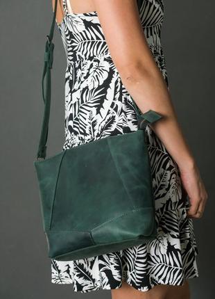 Шоппер діамант вінтажна шкіра колір зелений