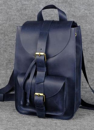 Женский кожаный рюкзак флоренция, натуральная винтажная кожа цвет синий