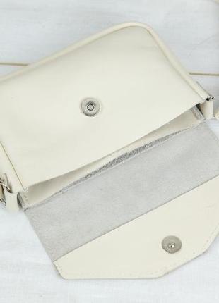Жіноча шкіряна сумка лілу, натуральна гладка шкіра, колір кремовий6 фото