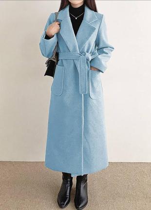Классическое пальто миди чёрное бежевое голубое кемел на запах с поясом с накладными карманами с подкладкой не кашлатится теплый длинный кардиган