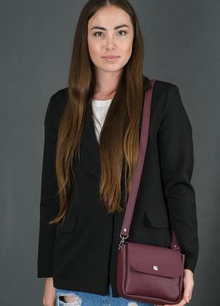 Женская кожаная сумка макарун, натуральная кожа grand, цвет бордо2 фото