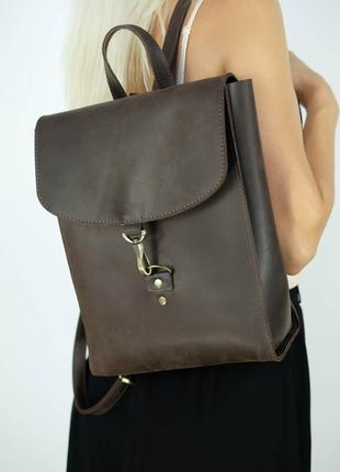 Женский кожаный рюкзак венеция, размер средний, натуральная винтажная кожа цвет коричневый, оттенок шоколад