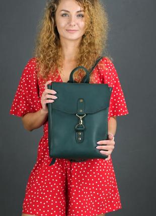 Женский кожаный рюкзак рига, натуральная кожа итальянский краст цвет зелёный