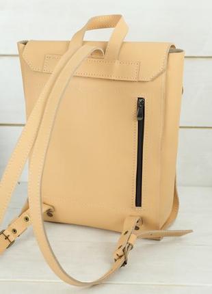 Женский кожаный рюкзак венеция, размер средний, натуральная кожа grand цвет бежевый5 фото