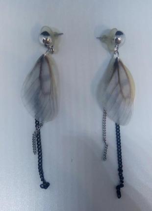 Серьги с цепочками и крыльями бабочки, нежные длинные серьги
