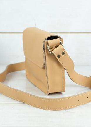 Женская кожаная сумка берти, натуральная кожа grand, цвет бежевый4 фото