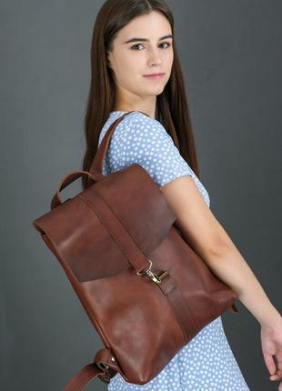 Женский кожаный рюкзак монако, натуральная кожа итальянский краст цвет коричневий, оттенок вишня