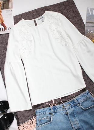 Белая блуза с кружевом h&m 34 xs размер
