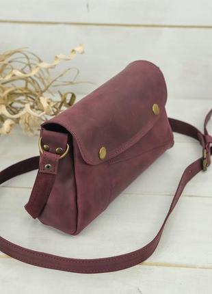 Женская сумка френки, натуральная винтажная кожа, цвет бордо3 фото